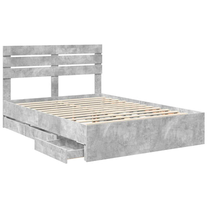 Bed Frame with Drawer Concrete Grey 150 x 200 cm Engineer Wood