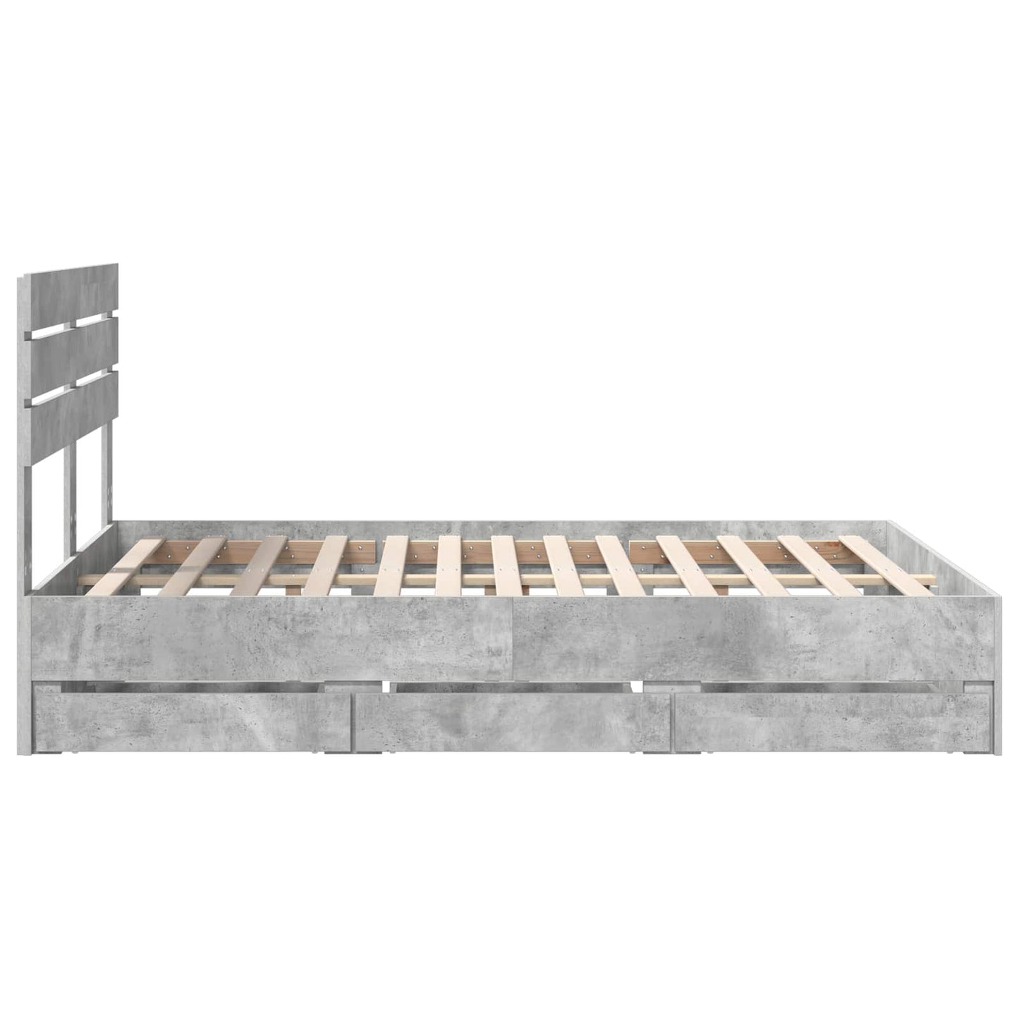 Bed Frame with Drawer Concrete Grey 150 x 200 cm Engineer Wood