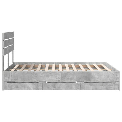 Bed Frame with Drawer Concrete Grey 150 x 200 cm Engineer Wood
