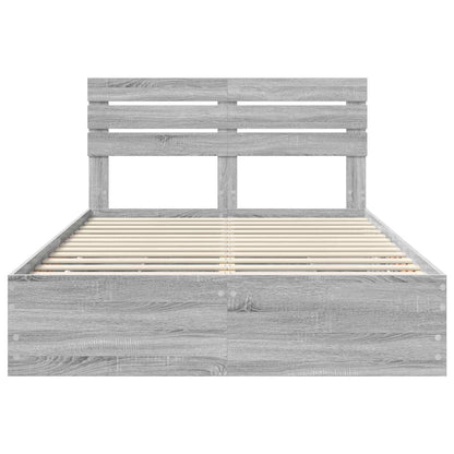 Bed Frame with Drawer Grey Sonoma 150 x 200 cm Engineer Wood