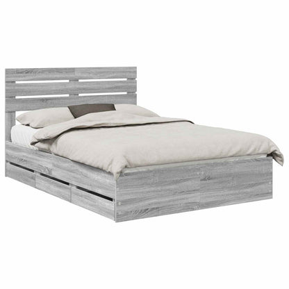 Bed Frame with Drawer Grey Sonoma 140 x 200 cm Engineer Wood