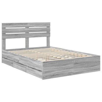 Bed Frame with Drawer Grey Sonoma 140 x 200 cm Engineer Wood