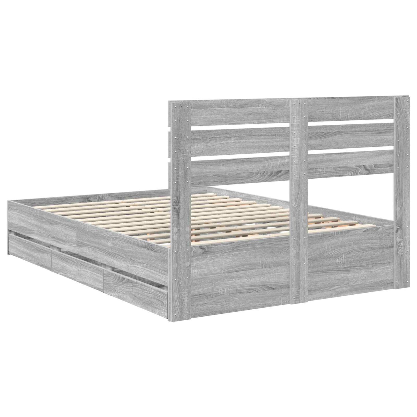 Bed Frame with Drawer Grey Sonoma 140 x 200 cm Engineer Wood