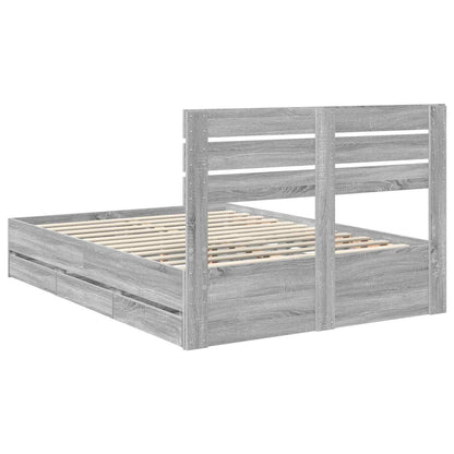 Bed Frame with Drawer Grey Sonoma 140 x 200 cm Engineer Wood