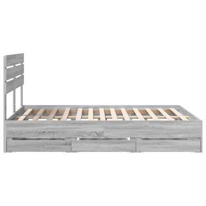 Bed Frame with Drawer Grey Sonoma 140 x 200 cm Engineer Wood