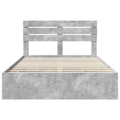 Bed Frame with Drawer Concrete Grey 140 x 190 cm Engineer Wood