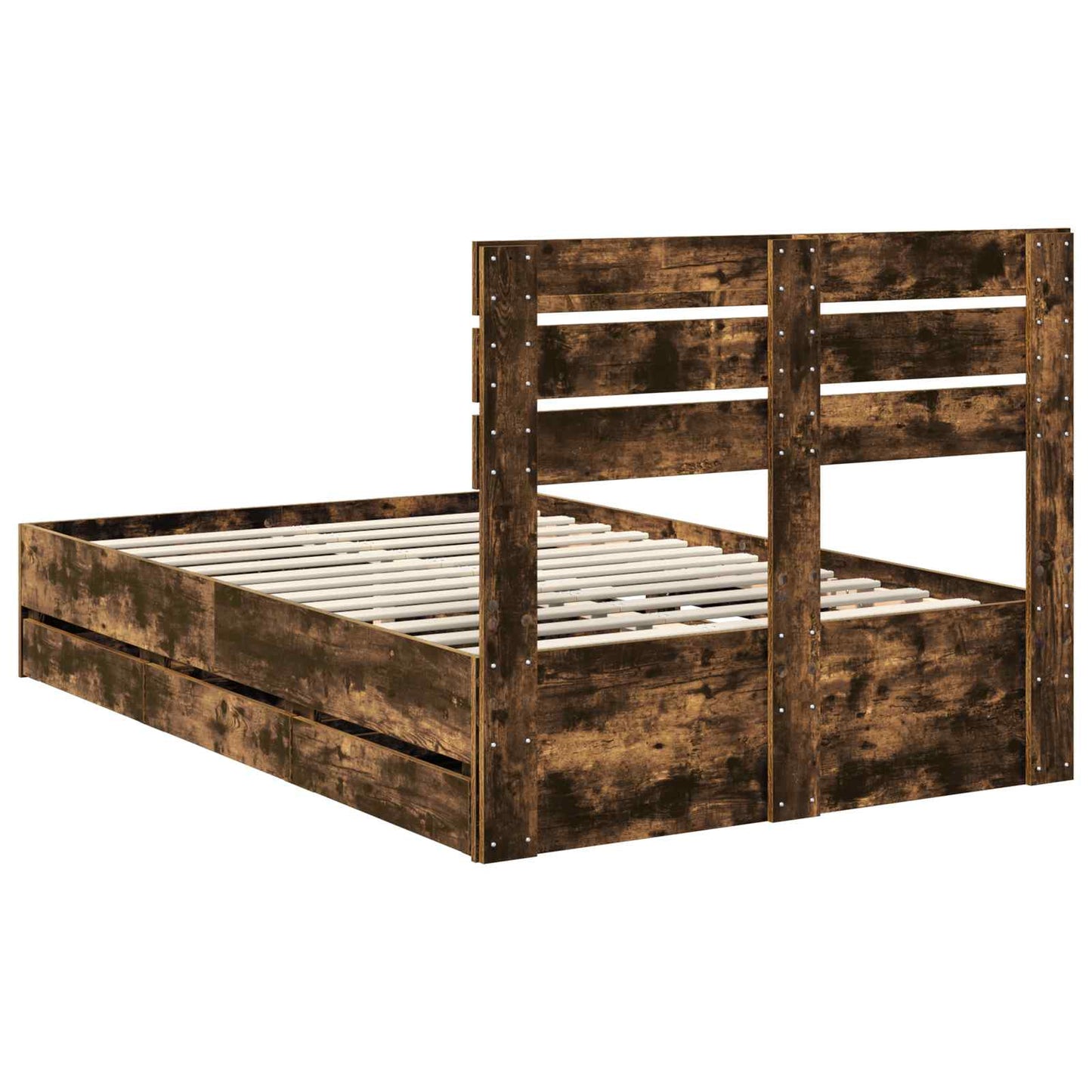 Bed Frame with Drawer Smoked Oak 120 x 200 cm Engineer Wood