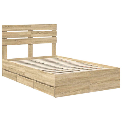 Bed Frame with Drawer Sonoma Oak 120 x 190 cm Engineer Wood