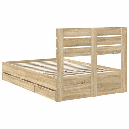 Bed Frame with Drawer Sonoma Oak 120 x 190 cm Engineer Wood
