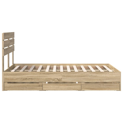 Bed Frame with Drawer Sonoma Oak 120 x 190 cm Engineer Wood