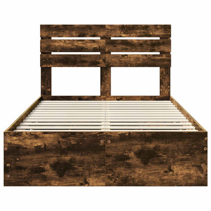 Bed Frame with Drawer Smoked Oak 120 x 190 cm Engineer Wood