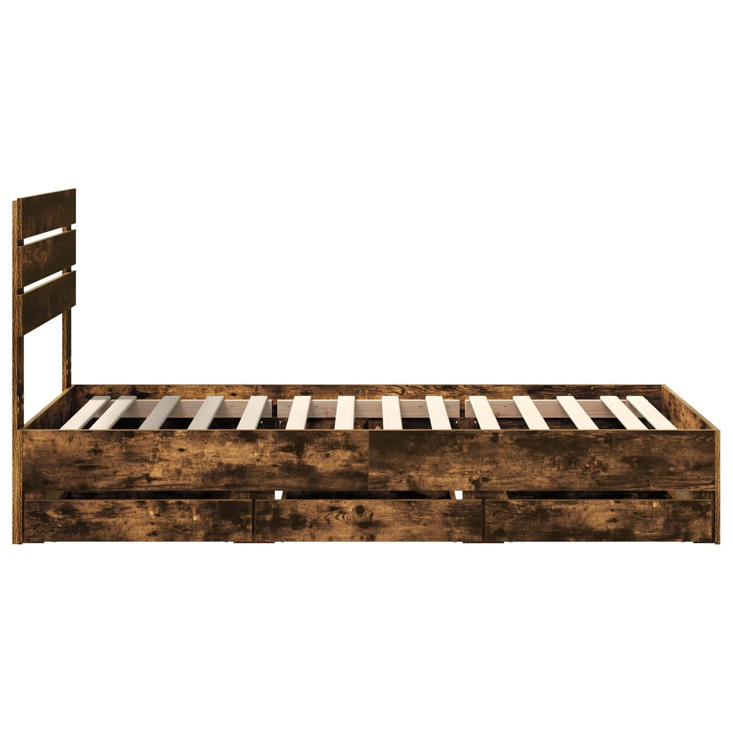 Bed Frame with Drawer Smoked Oak 100 x 200 cm Engineer Wood