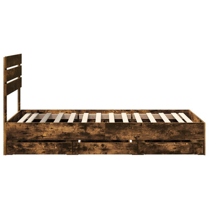 Bed Frame with Drawer Smoked Oak 100 x 200 cm Engineer Wood