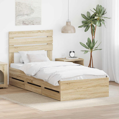Bed Frame with Drawer Sonoma Oak 90 x 200 cm Engineer Wood