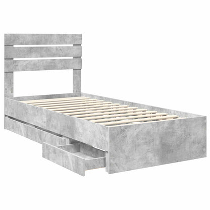 Bed Frame with Drawer Concrete Grey 90 x 200 cm Engineer Wood