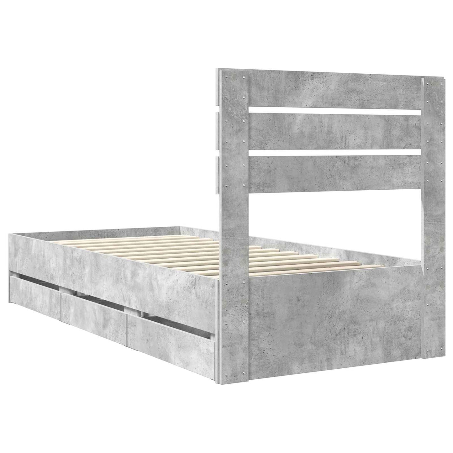 Bed Frame with Drawer Concrete Grey 90 x 200 cm Engineer Wood