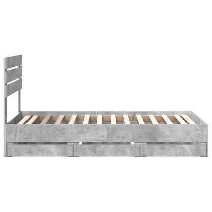 Bed Frame with Drawer Concrete Grey 90 x 200 cm Engineer Wood
