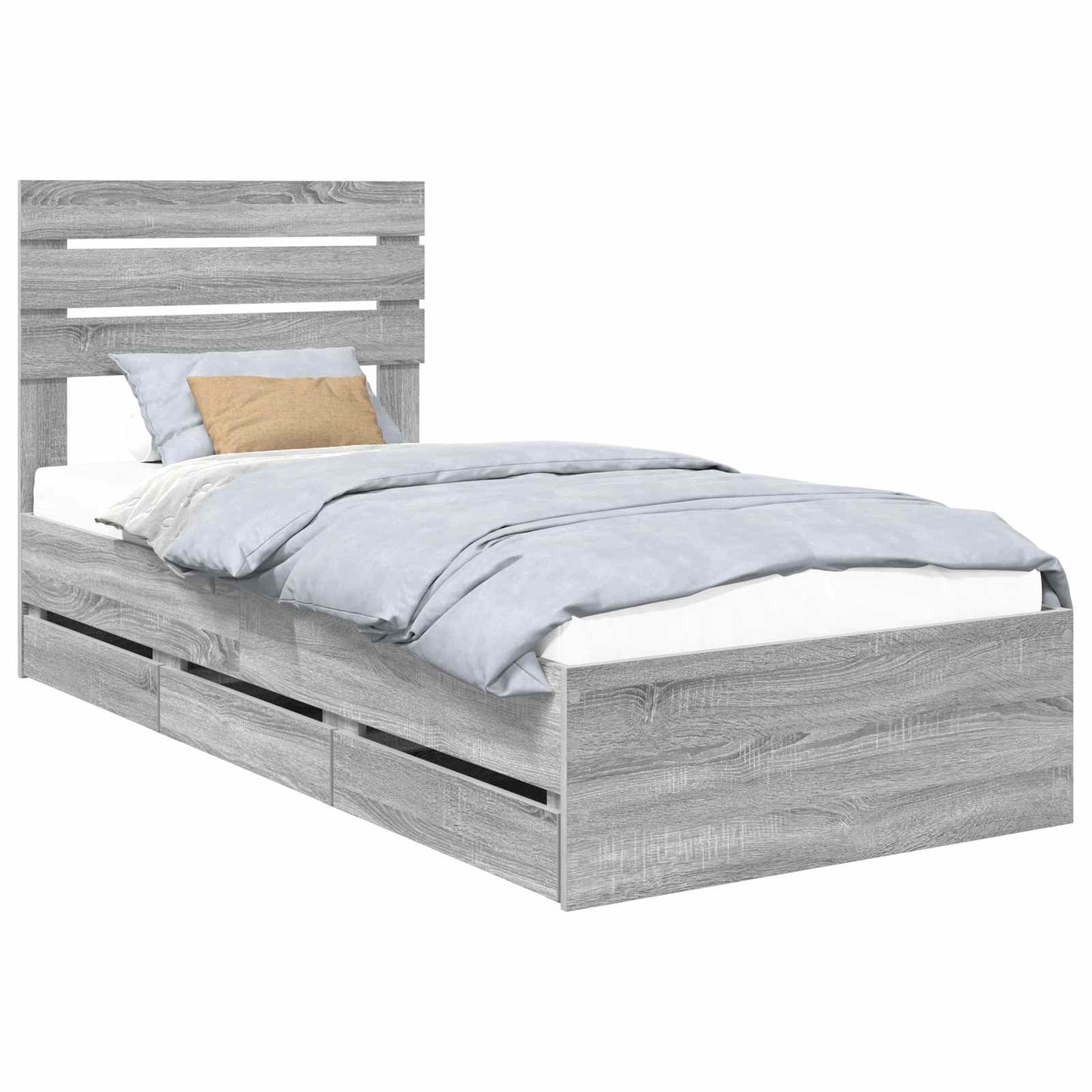 Bed Frame with Drawer Grey Sonoma 90 x 200 cm Engineer Wood