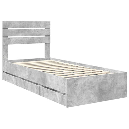 Bed Frame with Drawer Concrete Grey 90 x 190 cm Engineer Wood