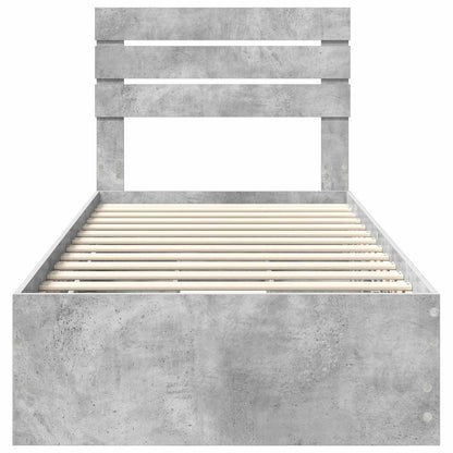 Bed Frame with Drawer Concrete Grey 90 x 190 cm Engineer Wood