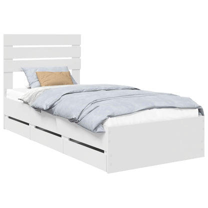 Bed Frame with Drawer White 75 x 190 cm Engineer Wood