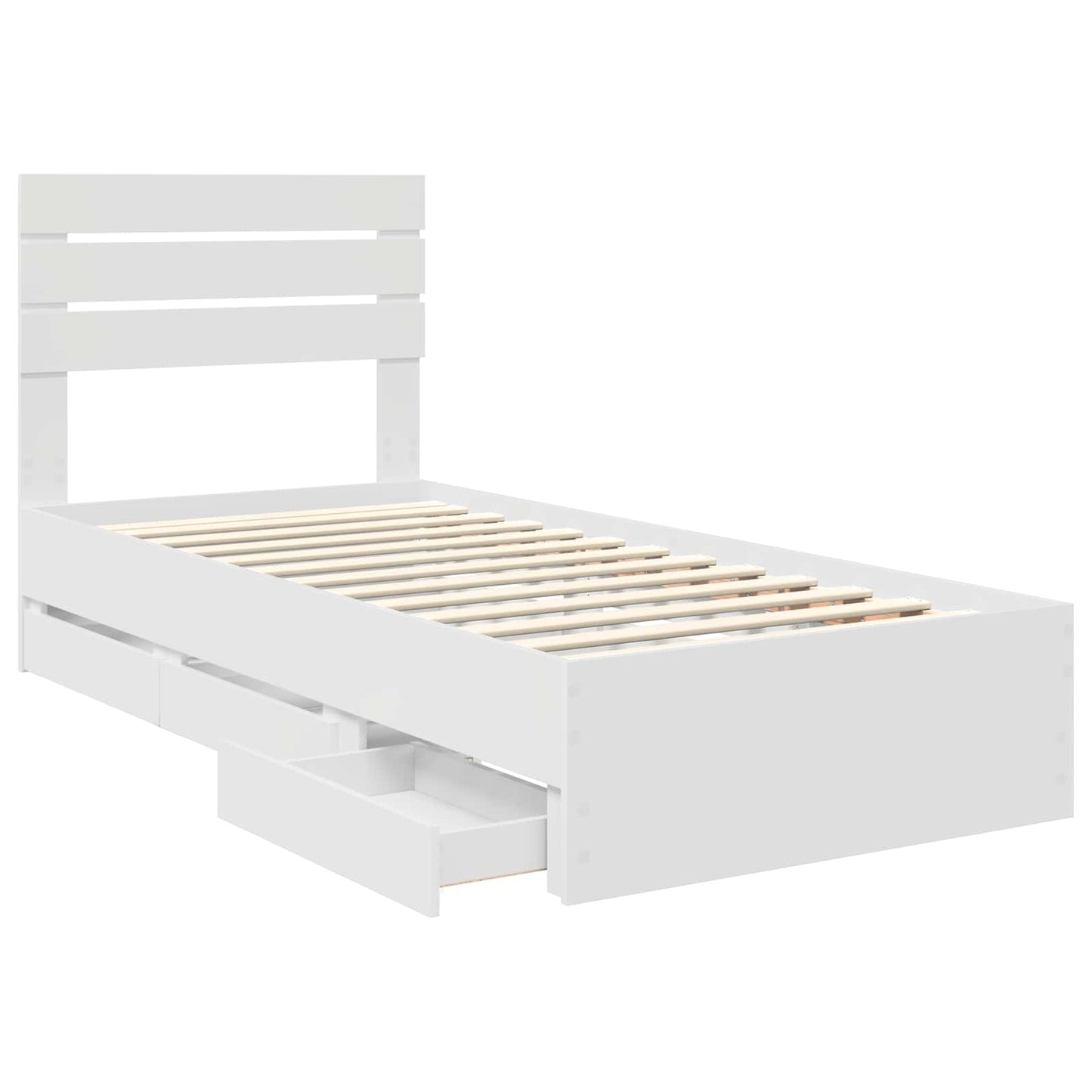 Bed Frame with Drawer White 75 x 190 cm Engineer Wood