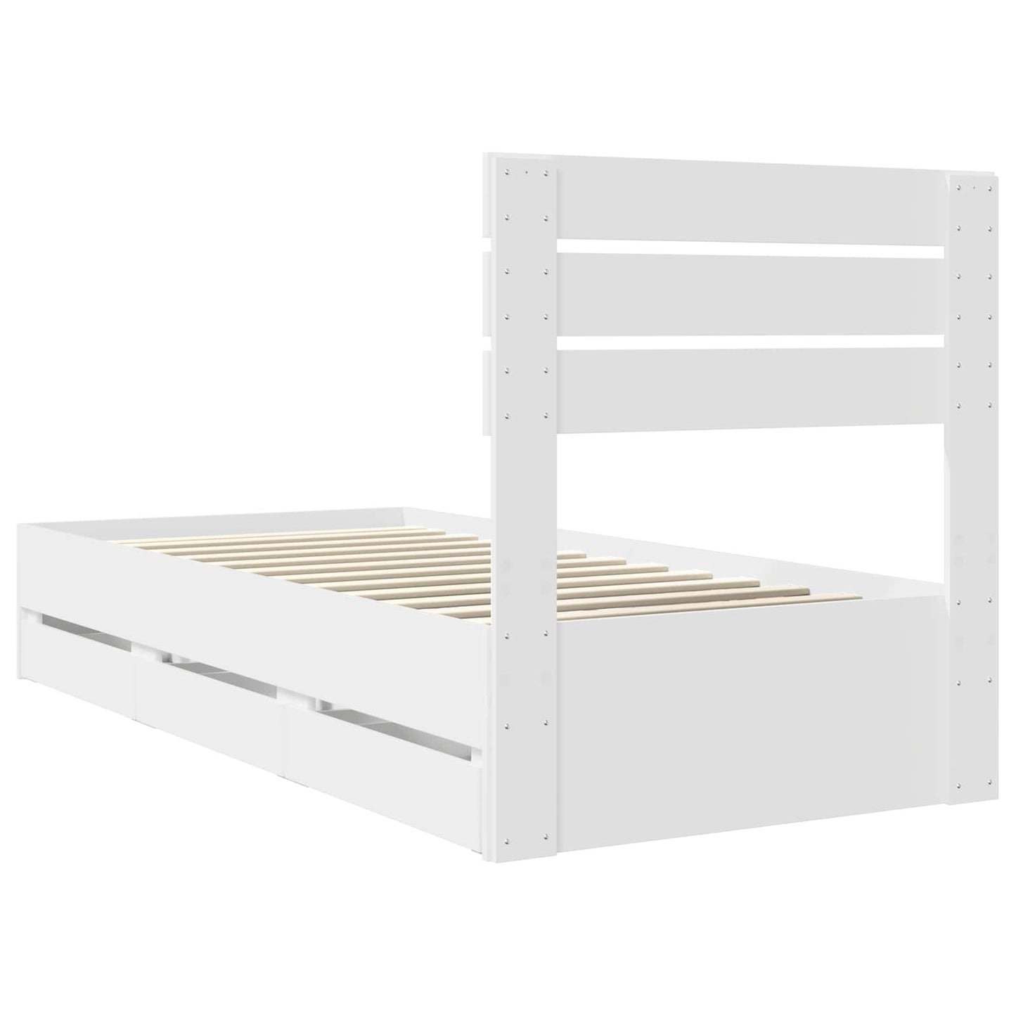 Bed Frame with Drawer White 75 x 190 cm Engineer Wood