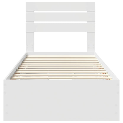 Bed Frame with Drawer White 75 x 190 cm Engineer Wood