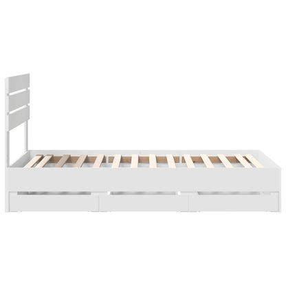 Bed Frame with Drawer White 75 x 190 cm Engineer Wood
