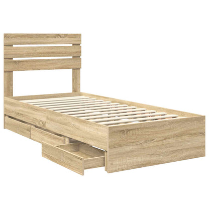 Bed Frame with Drawer Sonoma Oak 75 x 190 cm Engineer Wood