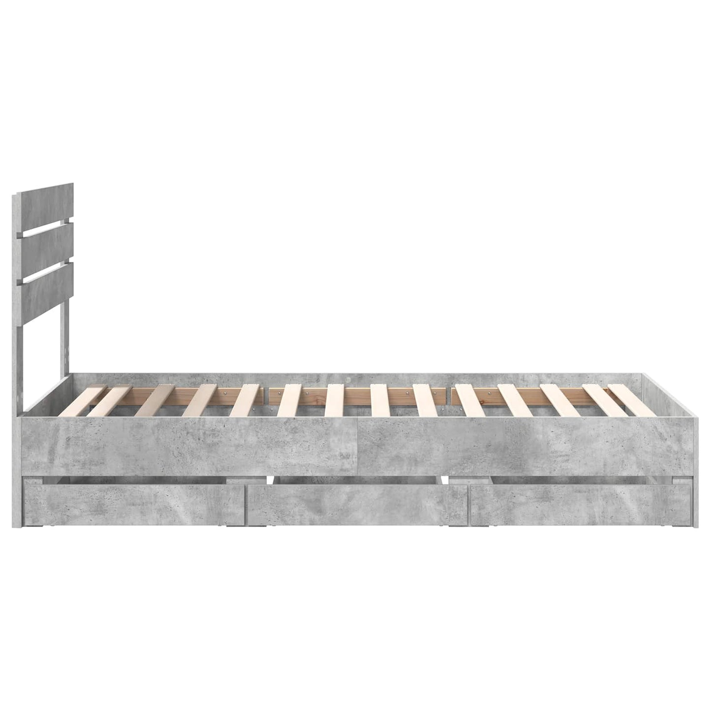 Bed Frame with Drawer Concrete Grey 75 x 190 cm Engineer Wood