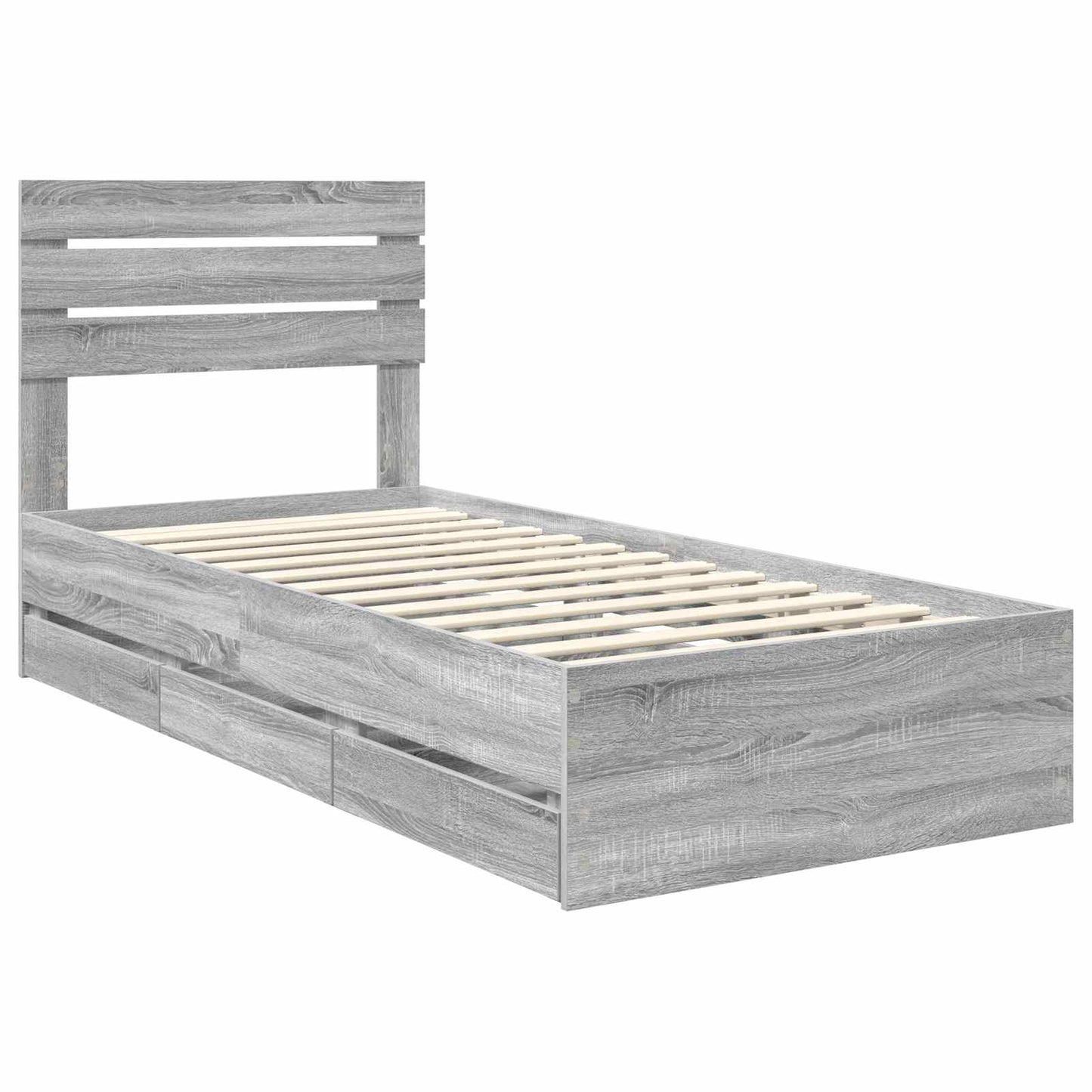 Bed Frame with Drawer Grey Sonoma 75 x 190 cm Engineer Wood