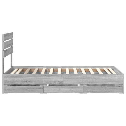 Bed Frame with Drawer Grey Sonoma 75 x 190 cm Engineer Wood