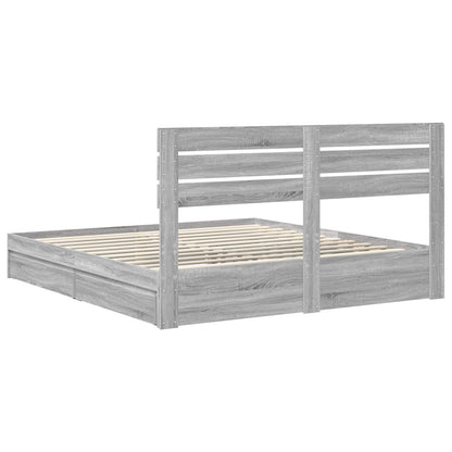 Storage Bed Grey Sonoma 200 x 200 cm Engineered Wood