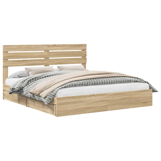 Storage Bed with Drawer Sonoma Oak 180 x 200 cm Engineered Wood