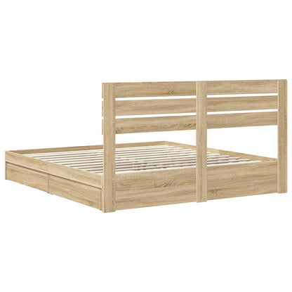 Storage Bed with Drawer Sonoma Oak 180 x 200 cm Engineered Wood