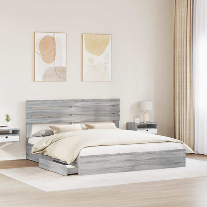 Storage Bed Grey Sonoma 180 x 200 cm Engineered Wood