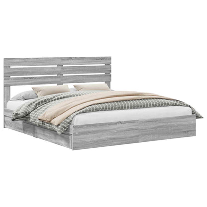 Storage Bed Grey Sonoma 180 x 200 cm Engineered Wood