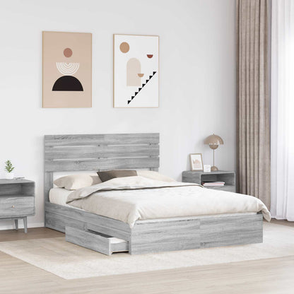 Storage Bed Grey Sonoma 160 x 200 cm Engineered Wood