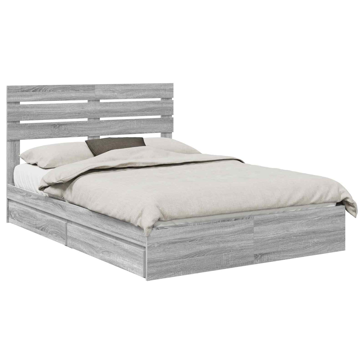 Storage Bed Grey Sonoma 160 x 200 cm Engineered Wood