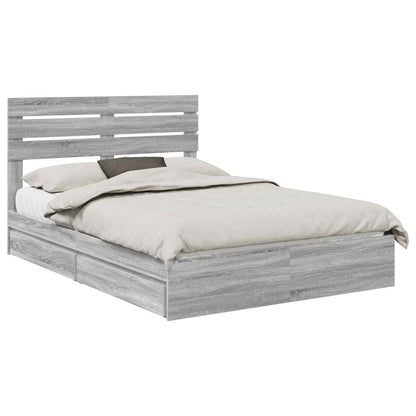 Storage Bed Grey Sonoma 160 x 200 cm Engineered Wood
