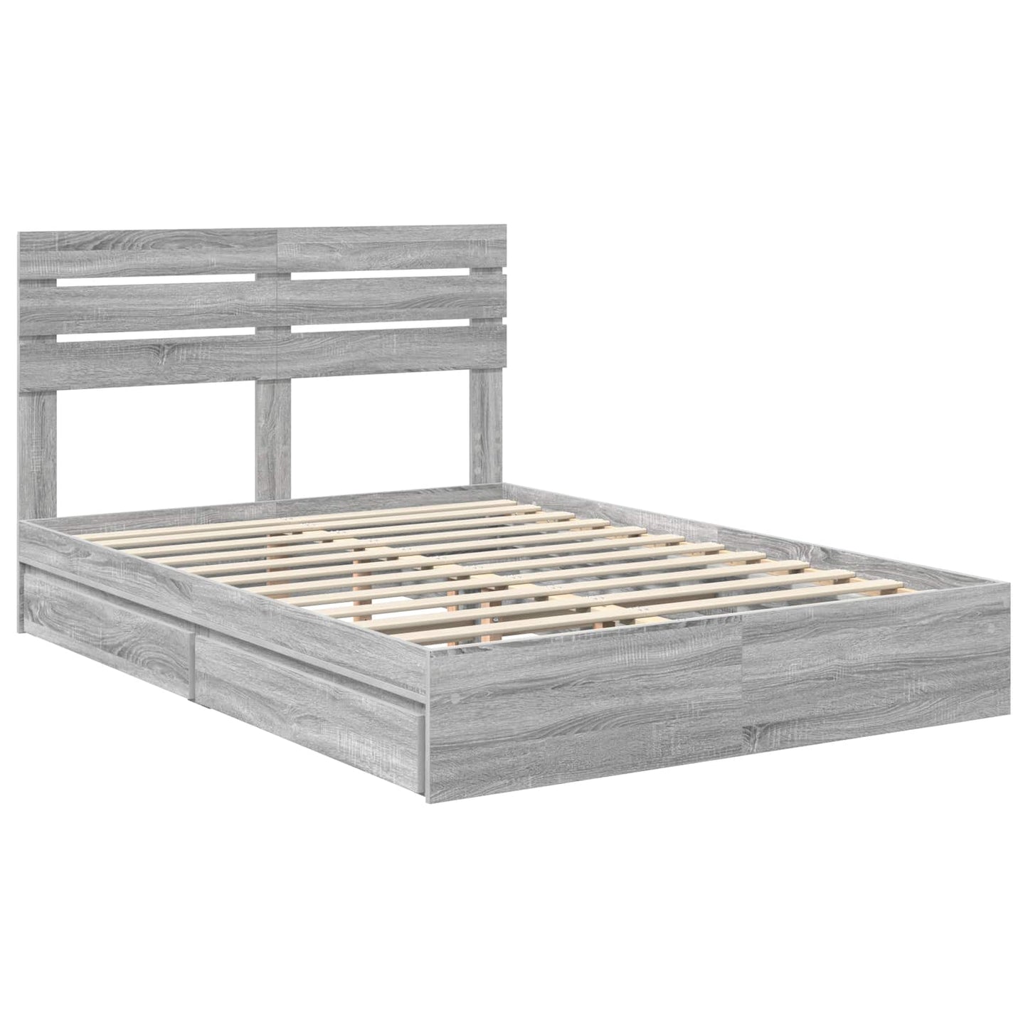 Storage Bed Grey Sonoma 160 x 200 cm Engineered Wood