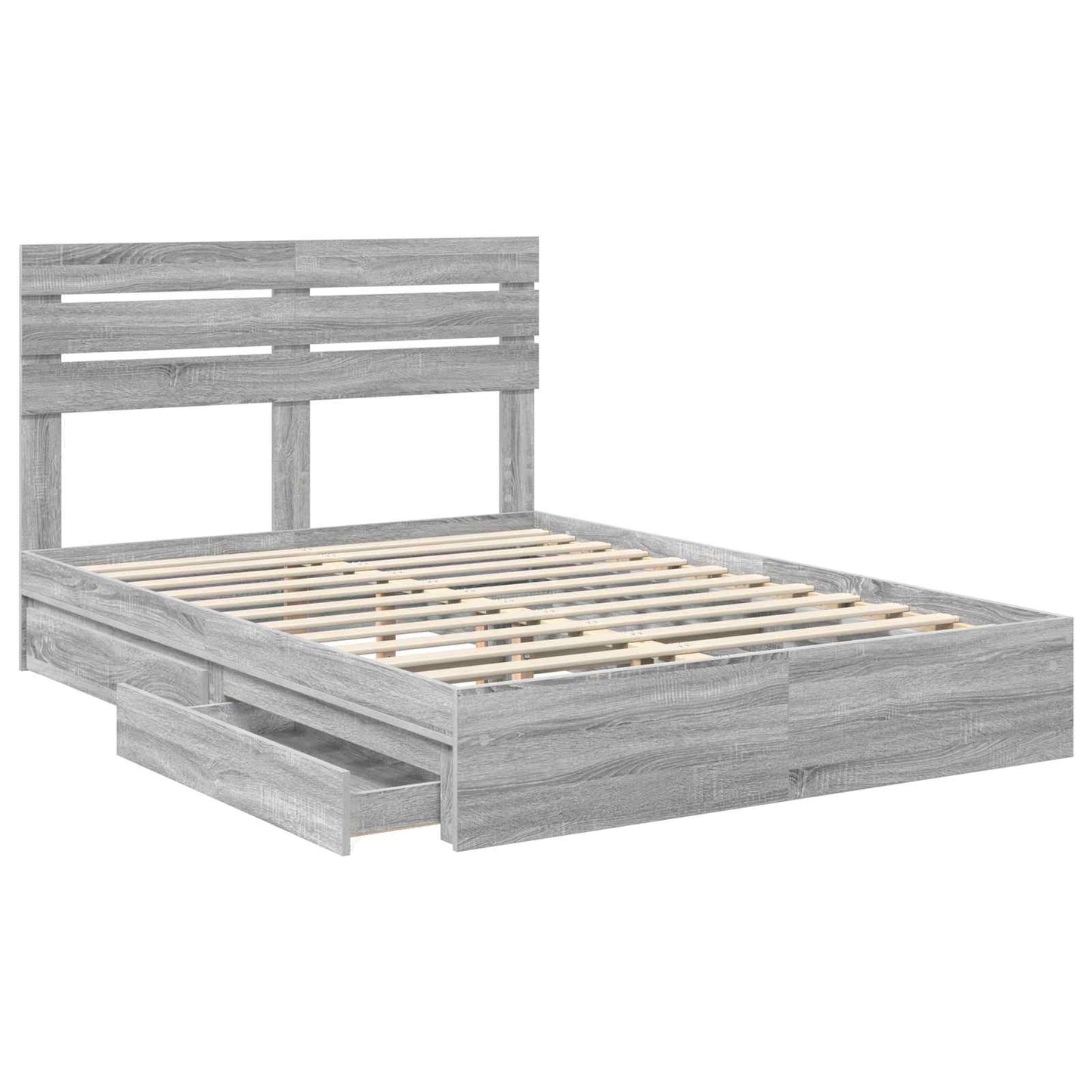 Storage Bed Grey Sonoma 160 x 200 cm Engineered Wood