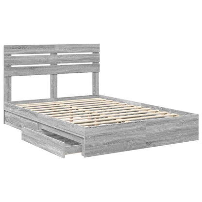 Storage Bed Grey Sonoma 160 x 200 cm Engineered Wood