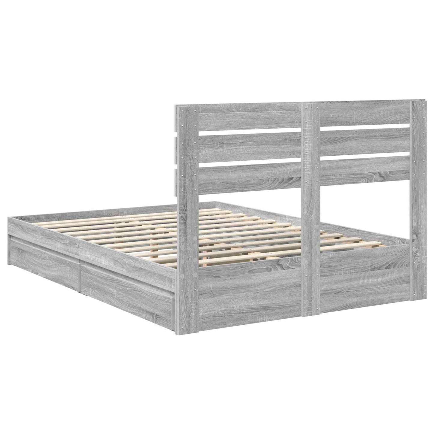 Storage Bed Grey Sonoma 160 x 200 cm Engineered Wood