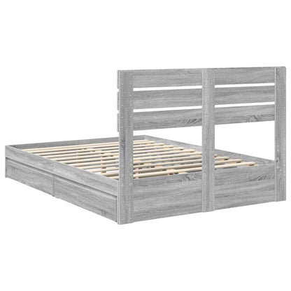 Storage Bed Grey Sonoma 160 x 200 cm Engineered Wood