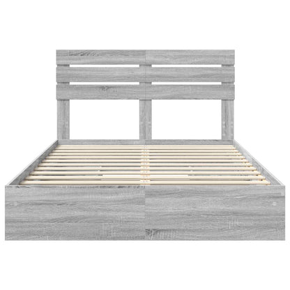 Storage Bed Grey Sonoma 160 x 200 cm Engineered Wood