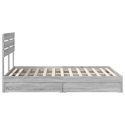 Storage Bed Grey Sonoma 160 x 200 cm Engineered Wood