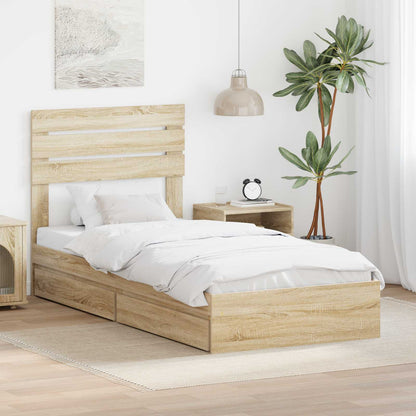 Storage Bed with Drawer Sonoma Oak 100 x 200 cm Engineered Wood
