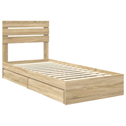 Storage Bed with Drawer Sonoma Oak 100 x 200 cm Engineered Wood